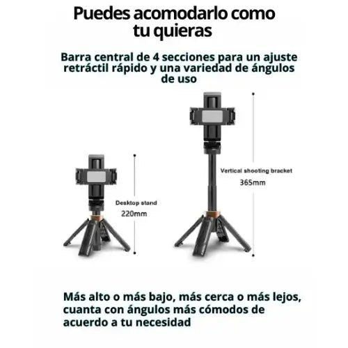 Mini Tripode JC - 25, Soporte para Celular, de 360°, con control remoto, ideal para selfis y todo tipo de tomas - Lleva de Todo Colombia