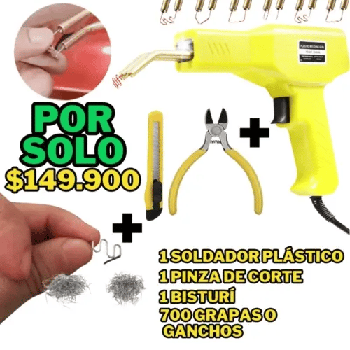 Soldador de Plástico Eléctrico + 700 Grapas – Reparaciones Profesionales al Instante - Lleva de Todo Colombia