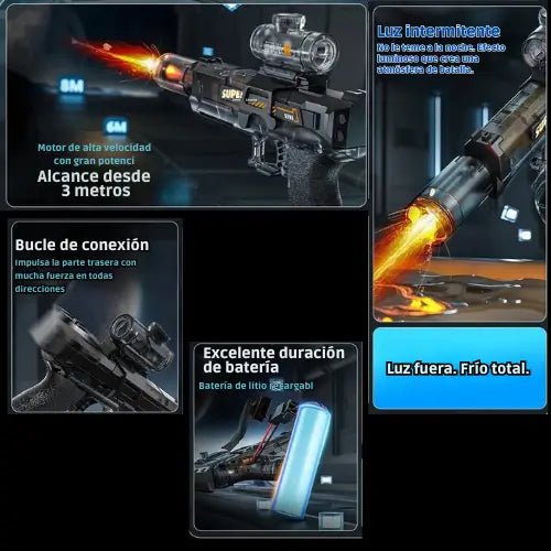 WATER BLASTER - Pistola Eléctrica de Agua con Boca de Fuego - Lleva de Todo Colombia