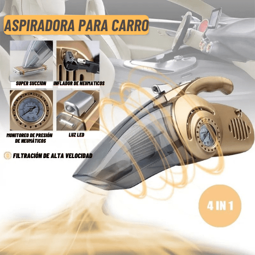 Aspiradora De Carro 4 En 1, Integrado con Compresor Y Linterna