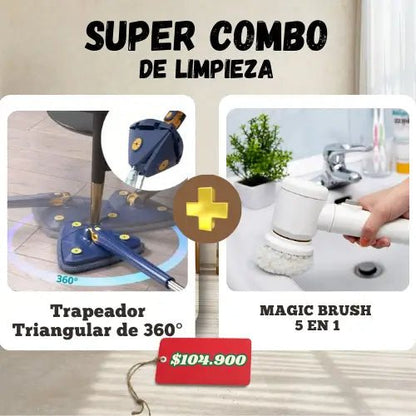 Super combo, Trapeador Triangular de 360° + Cepillo 5 en 1 MAGIC BRUSH - Lleva de Todo Colombia